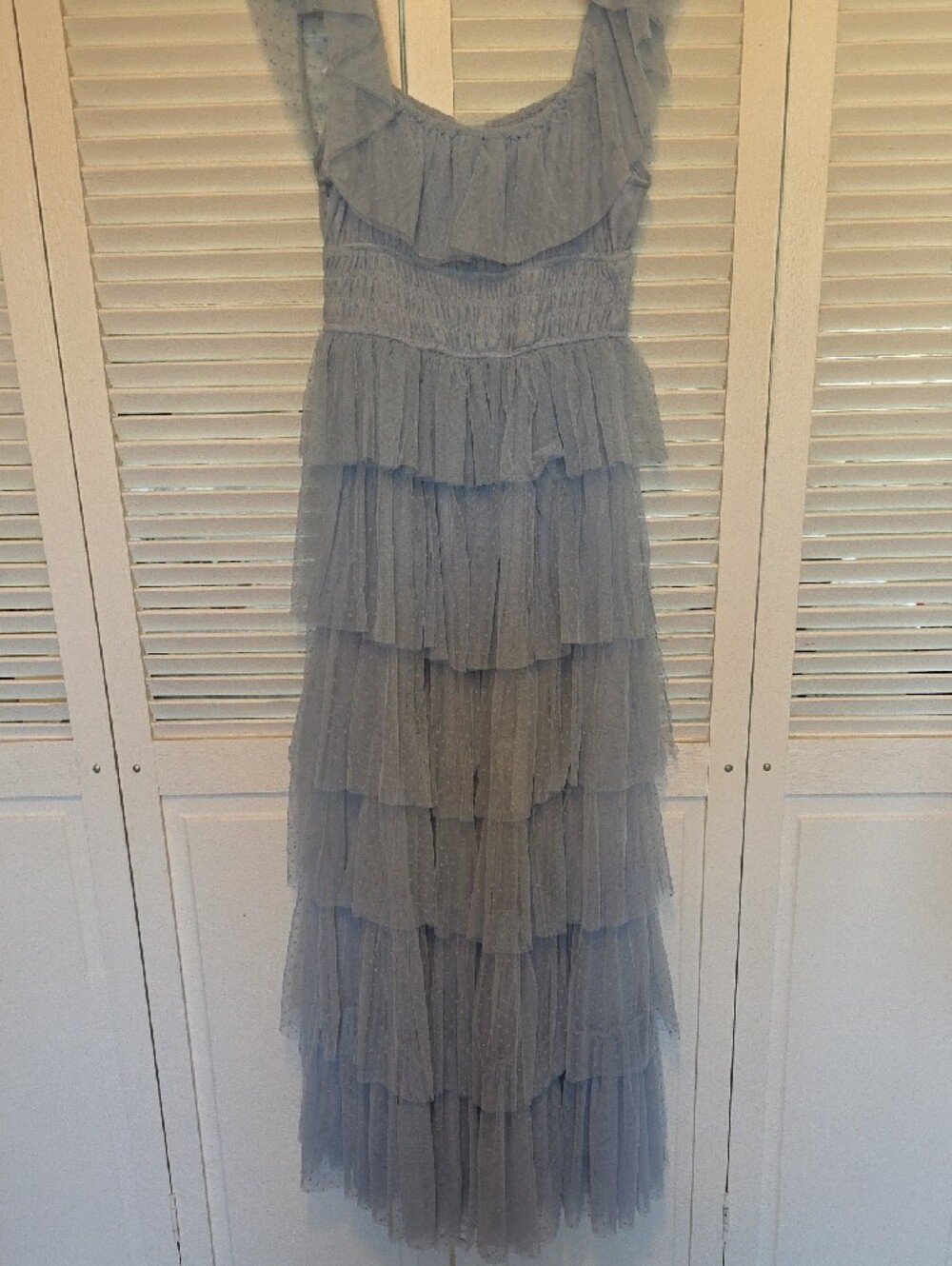 Romantic Powder Blue Tiered Ruffle Maxi Dress - Picture 9 of 9